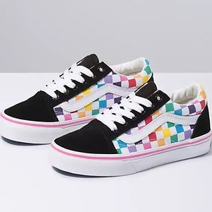 KIDS RAINBOW CHECKERBOARD OLD SKOOL SHOE